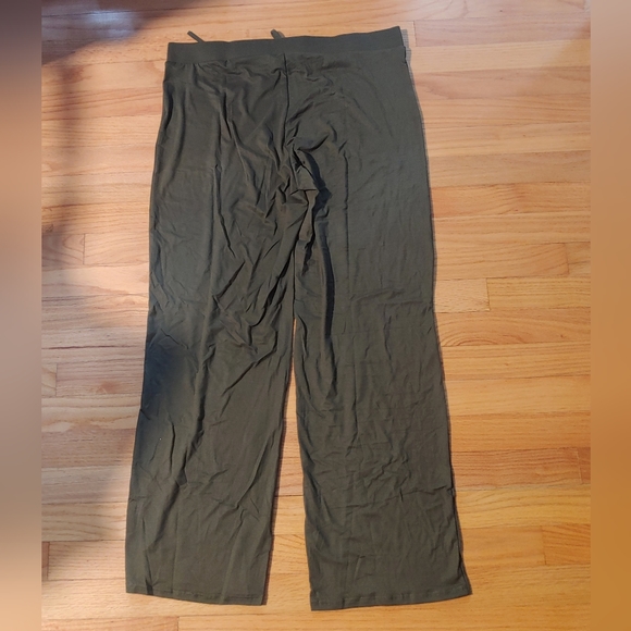 Olive Green Buttery Soft Pajamas Pants Drawstring Waist Lounge Wide Leg 2XL - Picture 6 of 12